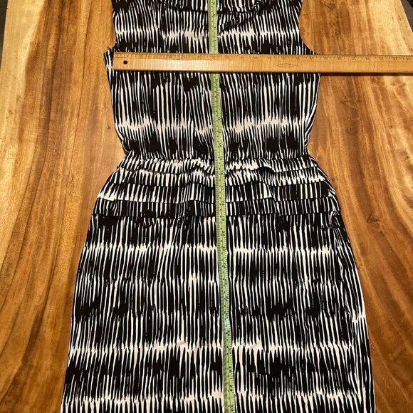 Ann Taylor Petites Ikat Black White Sleeveless Dress Womans Small - Picture 5 of 6